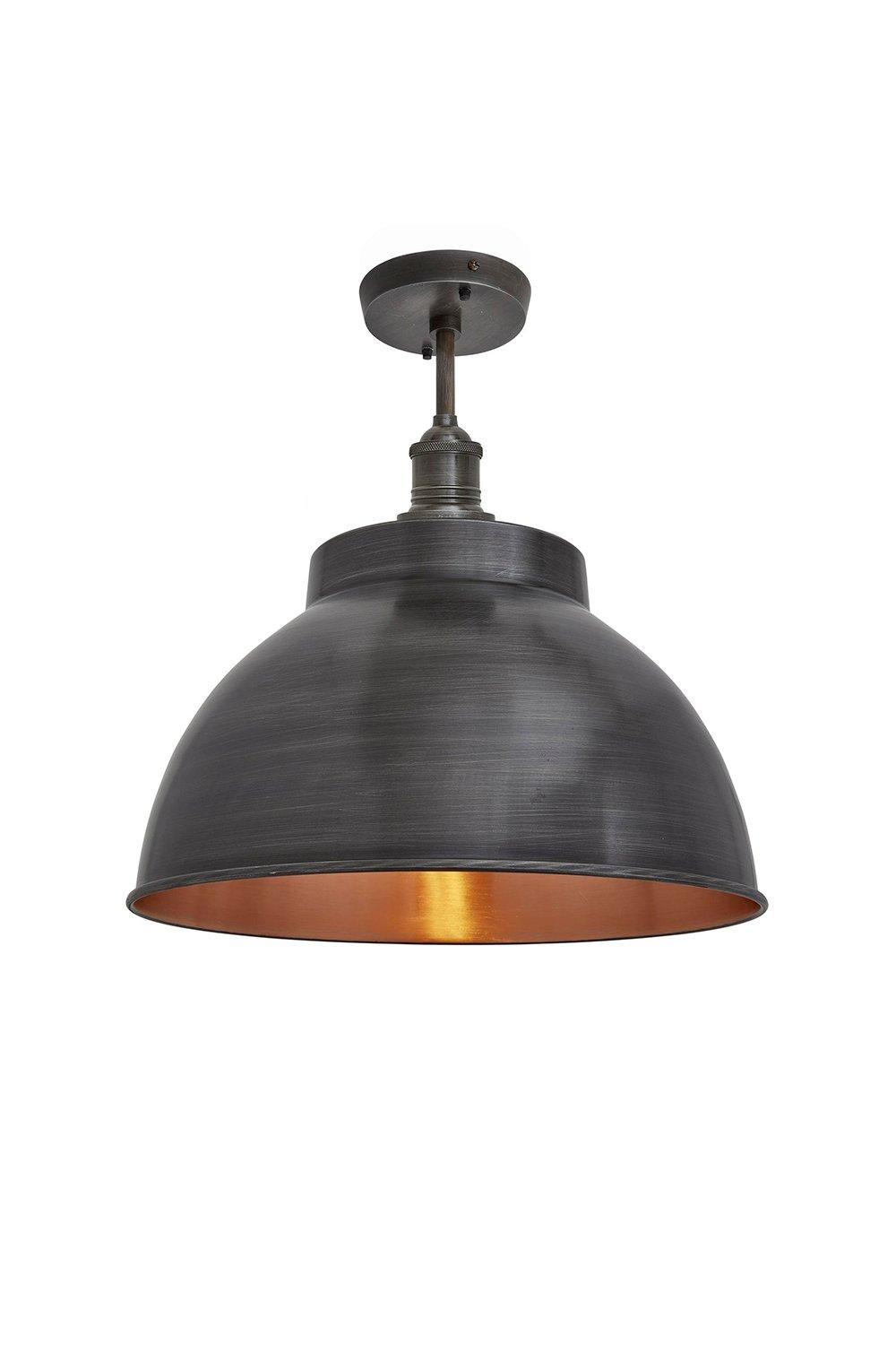 Brooklyn Dome Flush Mount, 13 Inch, Pewter & Copper, Pewter Holder