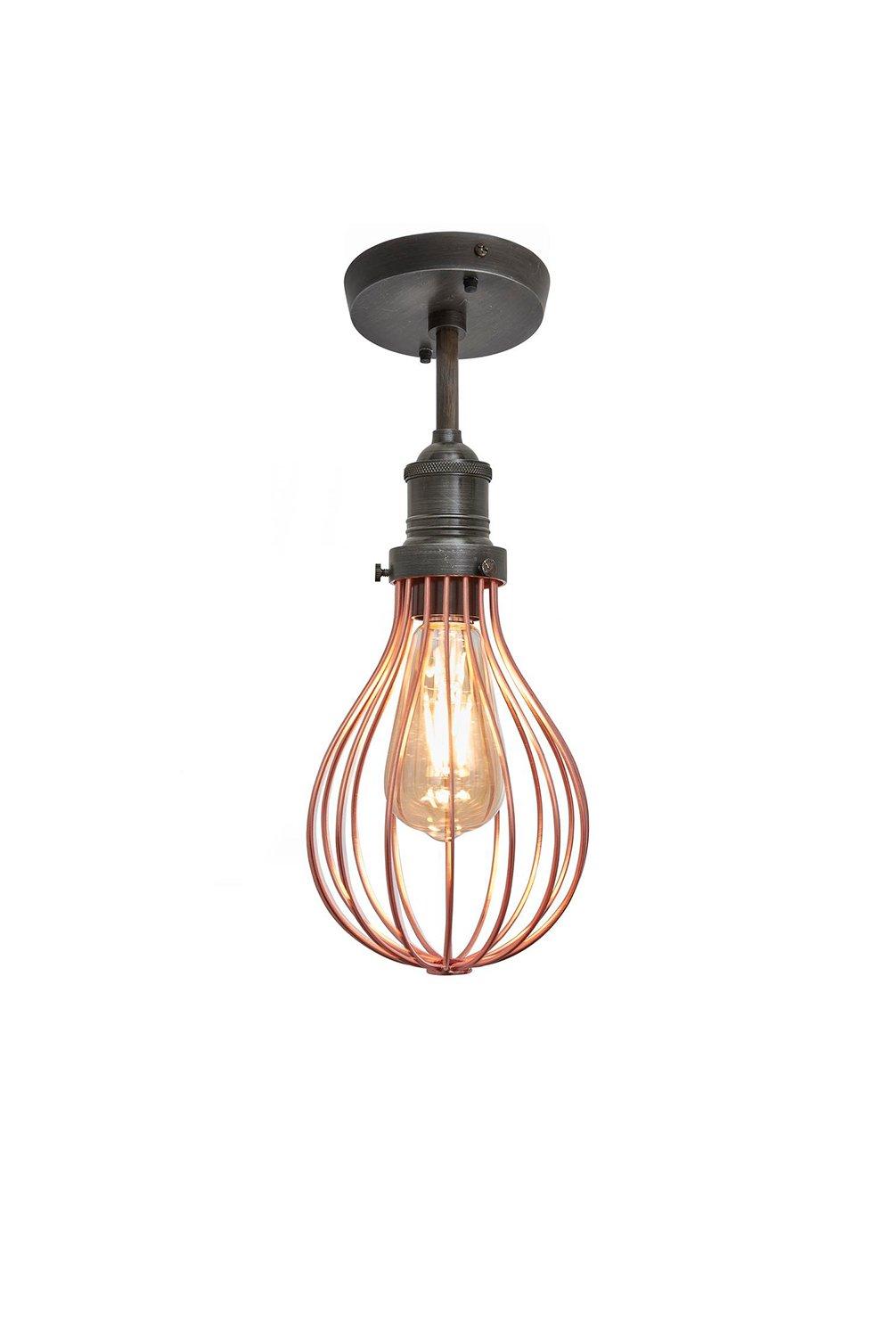 Brooklyn Balloon Cage Flush Mount, 6 Inch, Copper, Pewter Holder