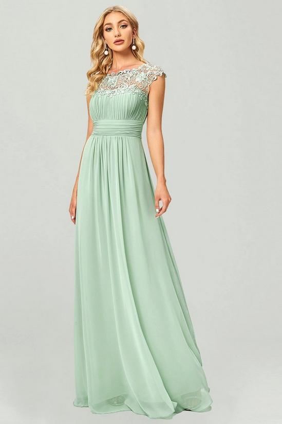 Ever Pretty Flattering A-Line Chiffon Lace Evening Dress for Wedding with Cap Sleeve 3