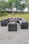 Fimous Dark Mixed Grey Outdoor Rattan Garden Furniture Set Corner Sofa 2 Tables With 2 Chairs thumbnail 1