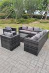 Fimous Dark Mixed Grey Outdoor Rattan Garden Furniture Set Corner Sofa 2 Tables With 2 Chairs thumbnail 2