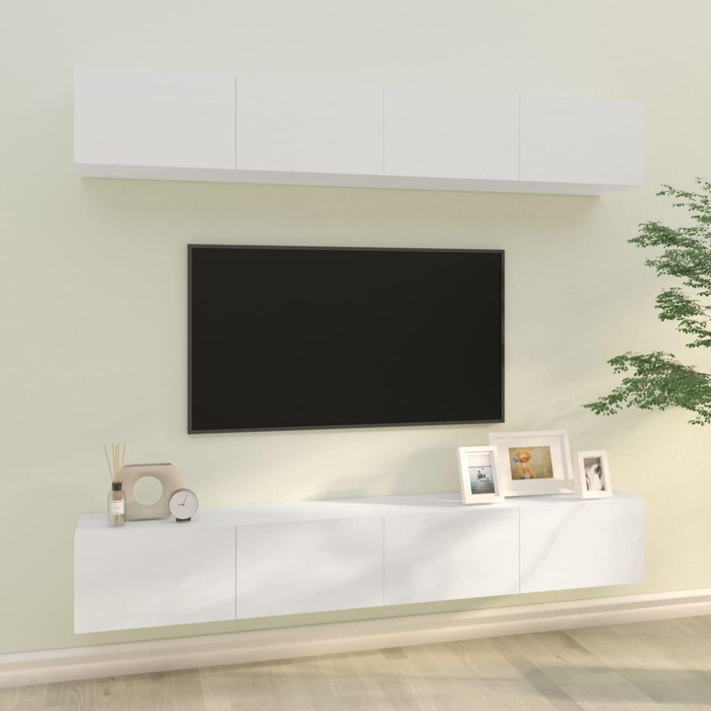 Wall TV Cabinets 4 pcs High Gloss White 100x30x30 cm