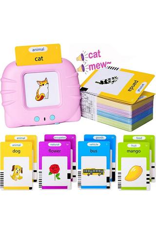 Product Talking Flash Cards Early Learning Toy for Toddlers with 224 Cards Pink