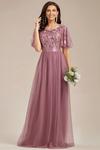 Ever Pretty Women's A-Line Short Sleeve Embroidery Floor Length Wedding Guest Dresses thumbnail 3