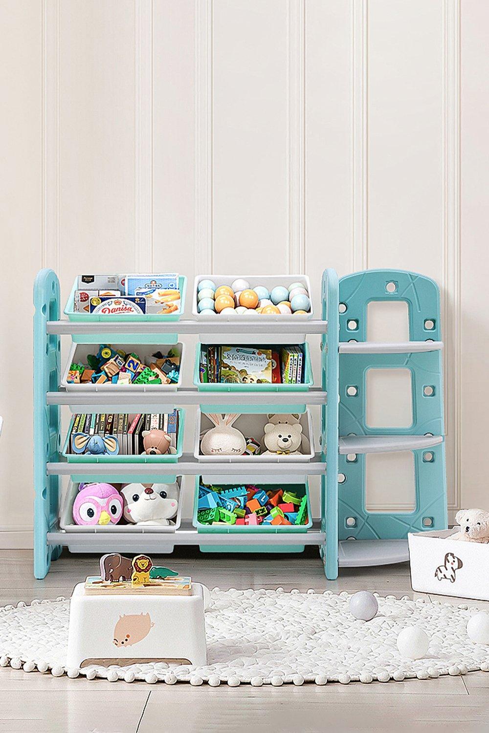 8 Toy Storage Bins Organizer with 3 Tier Corner Shelf