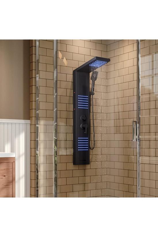 Living and Home Modern Wall Mount Shower Panel Tower System with LED Lights 1