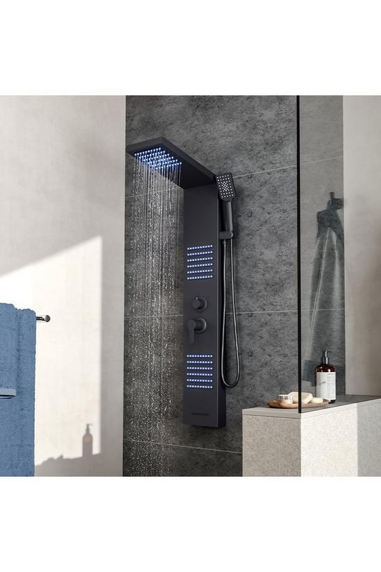 Living and Home Modern Wall Mount Shower Panel Tower System with LED Lights 2