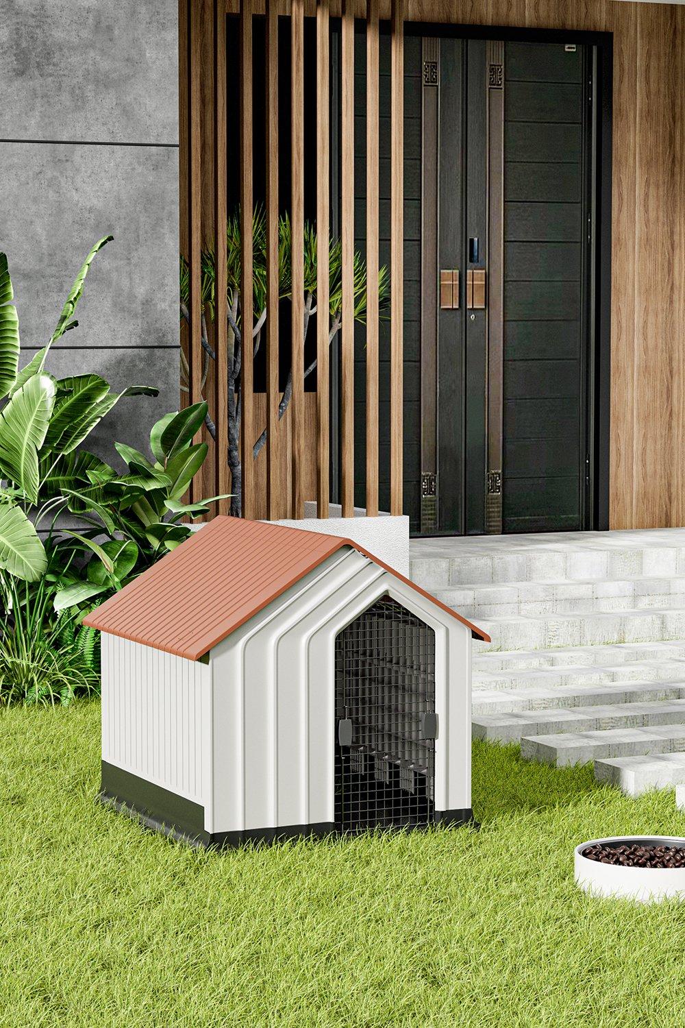 62*61*60cm Orange And White Waterproof Plastic Dog House Pet Kennel with Door