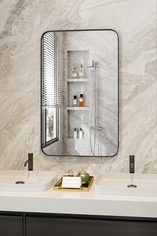 Living and Home 122*3.5*76cm Aluminum Frame Bathroom Vanity Wall Mirror with Rounded Corner 1