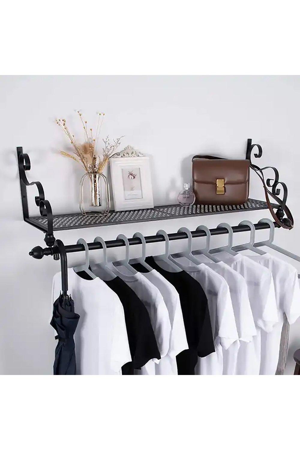 28 x 80cm Wall Mounted Metal Clothes Shelf Garment Shop Display Rack
