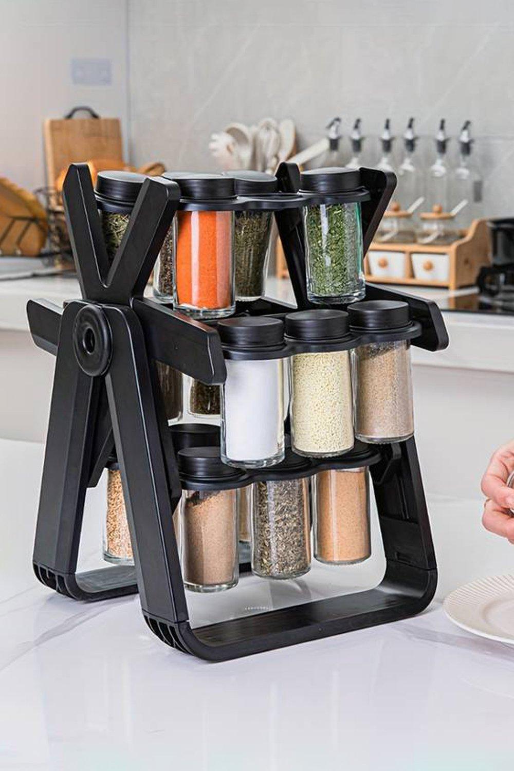 Ferris Wheel Spice Rack with 18 Glass Spice Jars