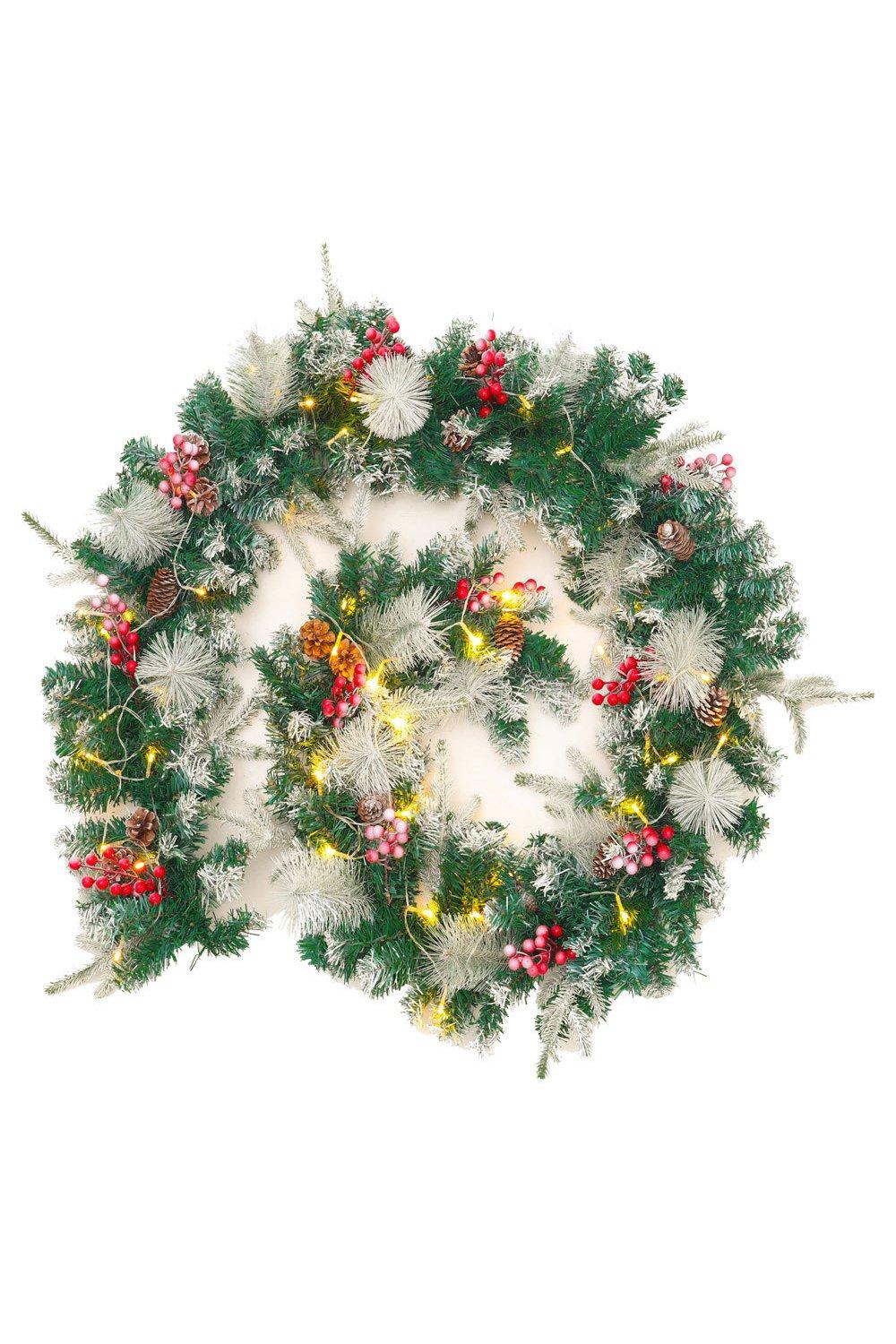 Artificial Pre-lit Frozen Christmas Holiday Decoration Garland