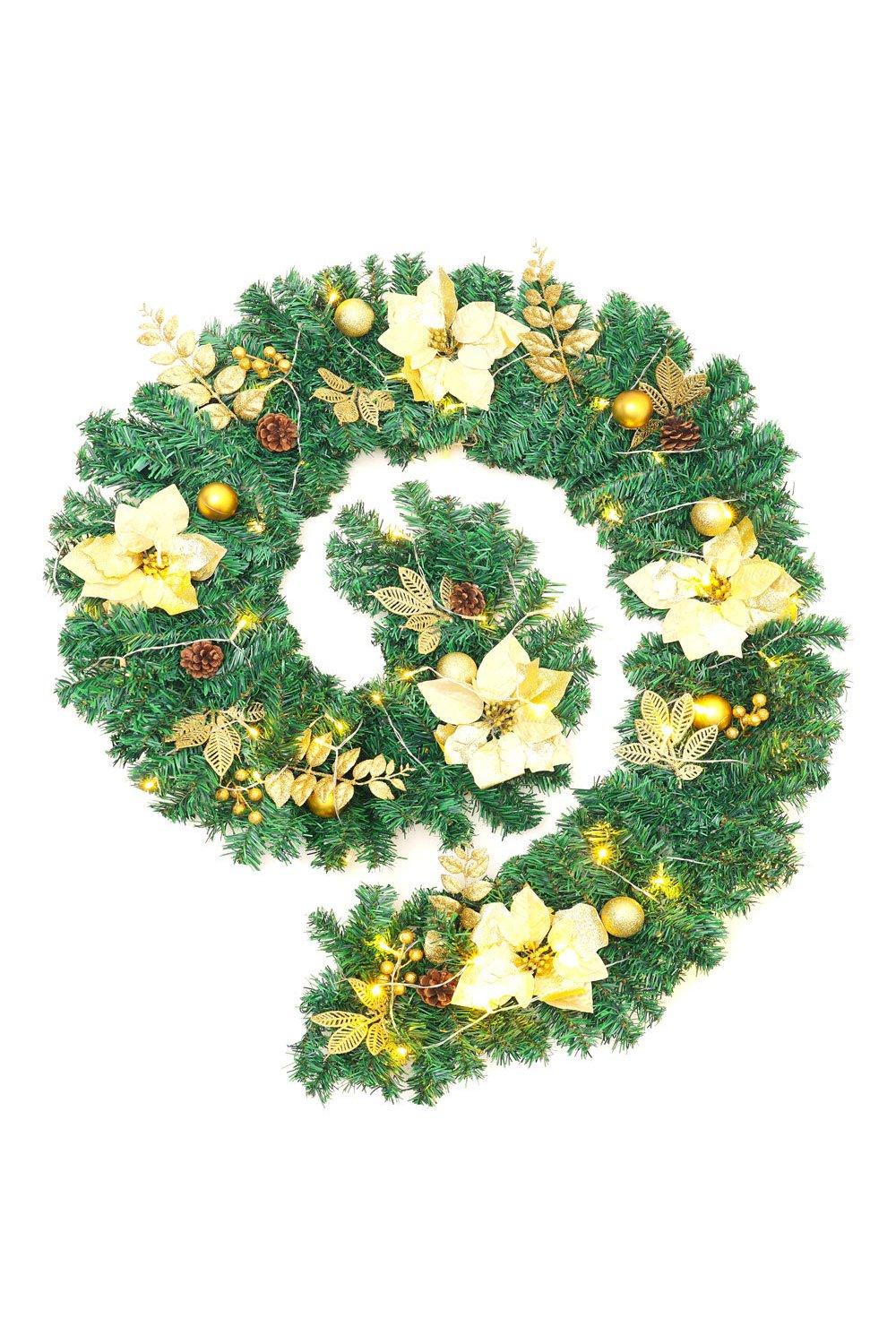 Artificial Christmas Holiday Decoration Garland with Warm White Lights