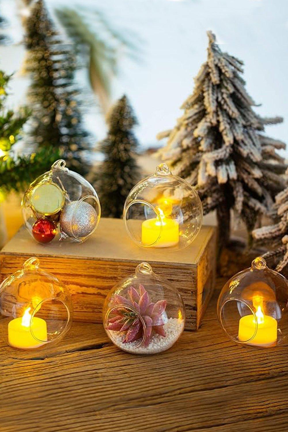 12cm Transparent Christmas Decoration Glass Hanging Ball Set of 6