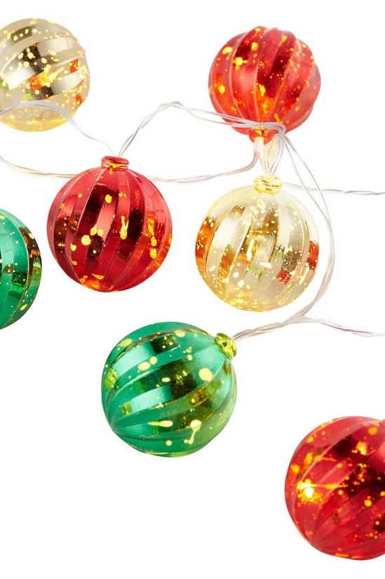 Living and Home Multicoloured Christmas Ball Ornament String Lights Battery Powered 1