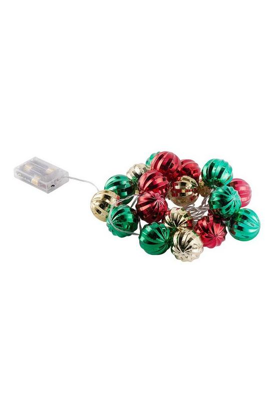 Living and Home Multicoloured Christmas Ball Ornament String Lights Battery Powered 2