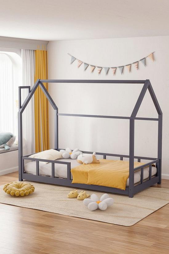 Living and Home 167cm W x 85cm D Grey Kid's Bed with House Frame Pine Wood 1