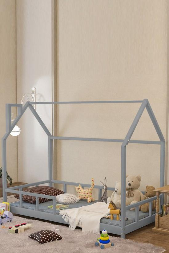 Living and Home 167cm W x 85cm D Grey Kid's Bed with House Frame Pine Wood 2