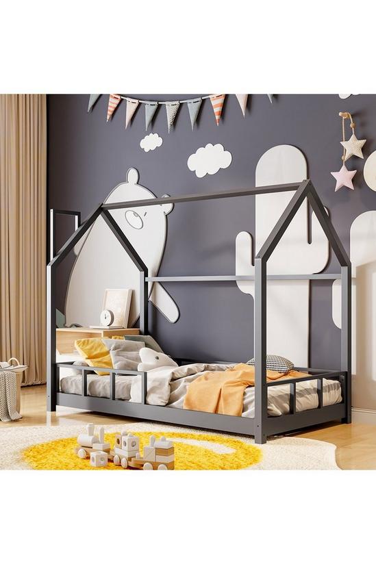 Living and Home 167cm W x 85cm D Grey Kid's Bed with House Frame Pine Wood 2