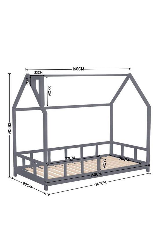 Living and Home 167cm W x 85cm D Grey Kid's Bed with House Frame Pine Wood 4