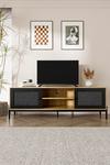 Living and Home Entertainment Centre TV Storage Cabinet with Rattan Doors thumbnail 1