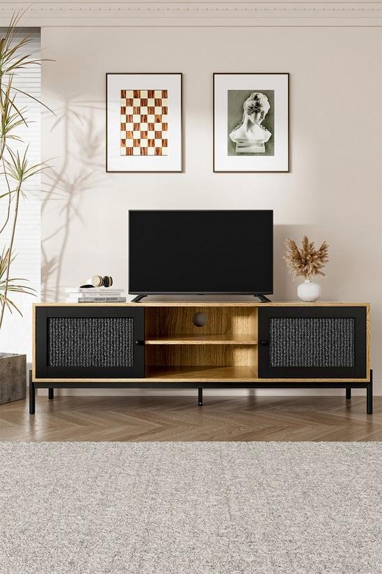 Living and Home Entertainment Centre TV Storage Cabinet with Rattan Doors 1