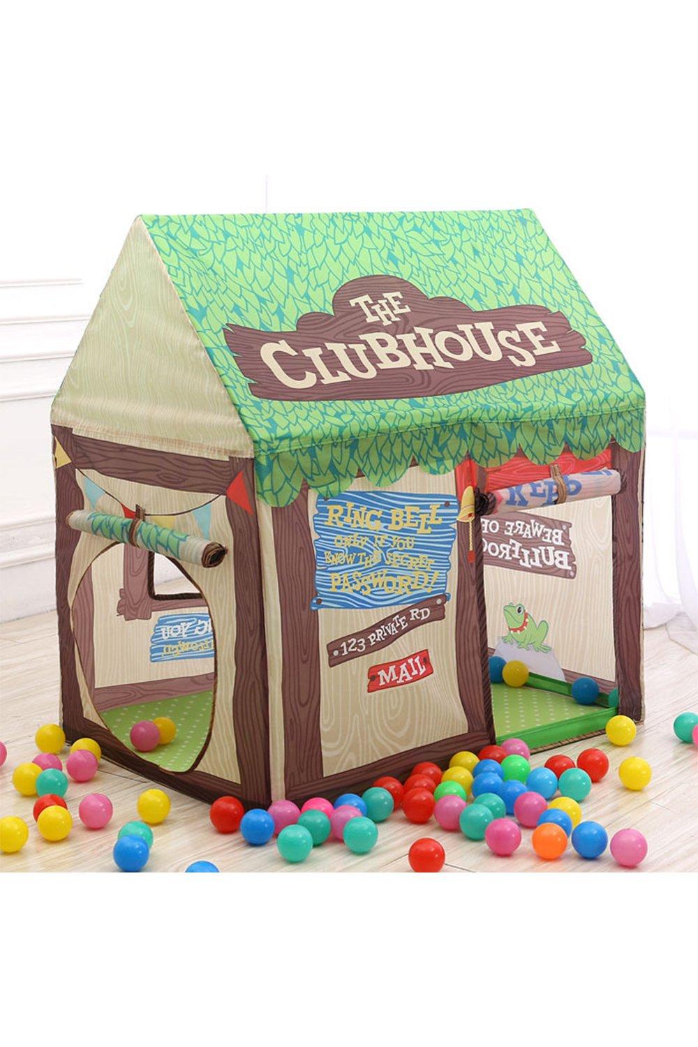 Portable Playhouse Toy Tent with Roll-up Door and Windows
