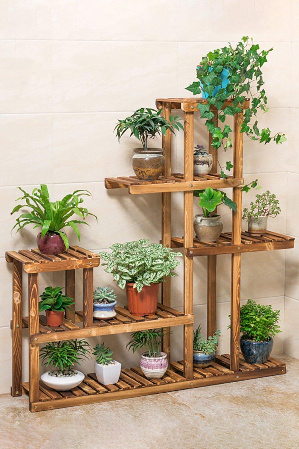 Rustic Large Multi-Tiered Wooden Plant Stand