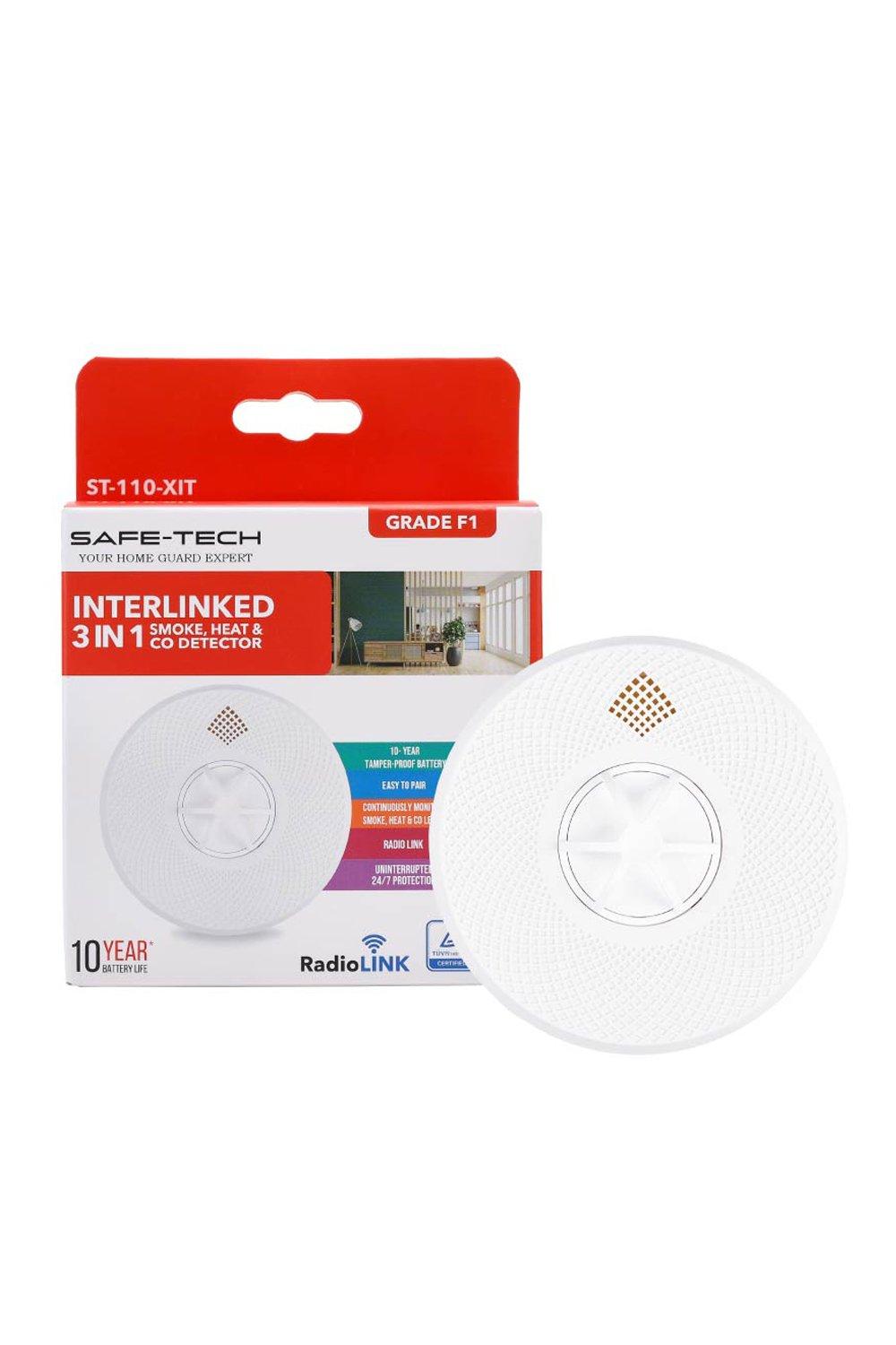 3 in 1 Multi Sensor Interlinked Fire Alarm, Smoke, Heat and Carbon Monoxide Detector, with 10 year T