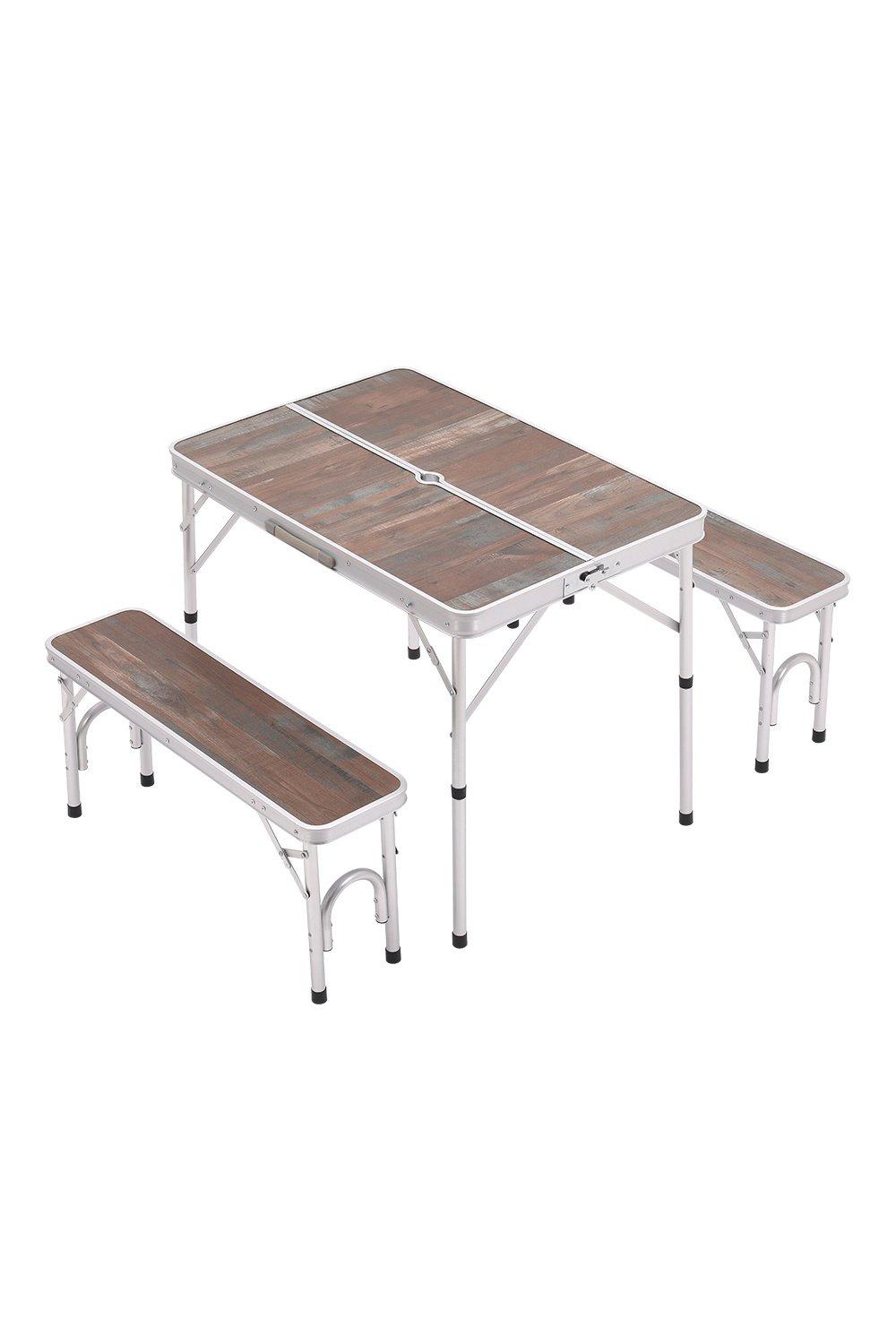 Outdoor Picnic Table with Two Benches