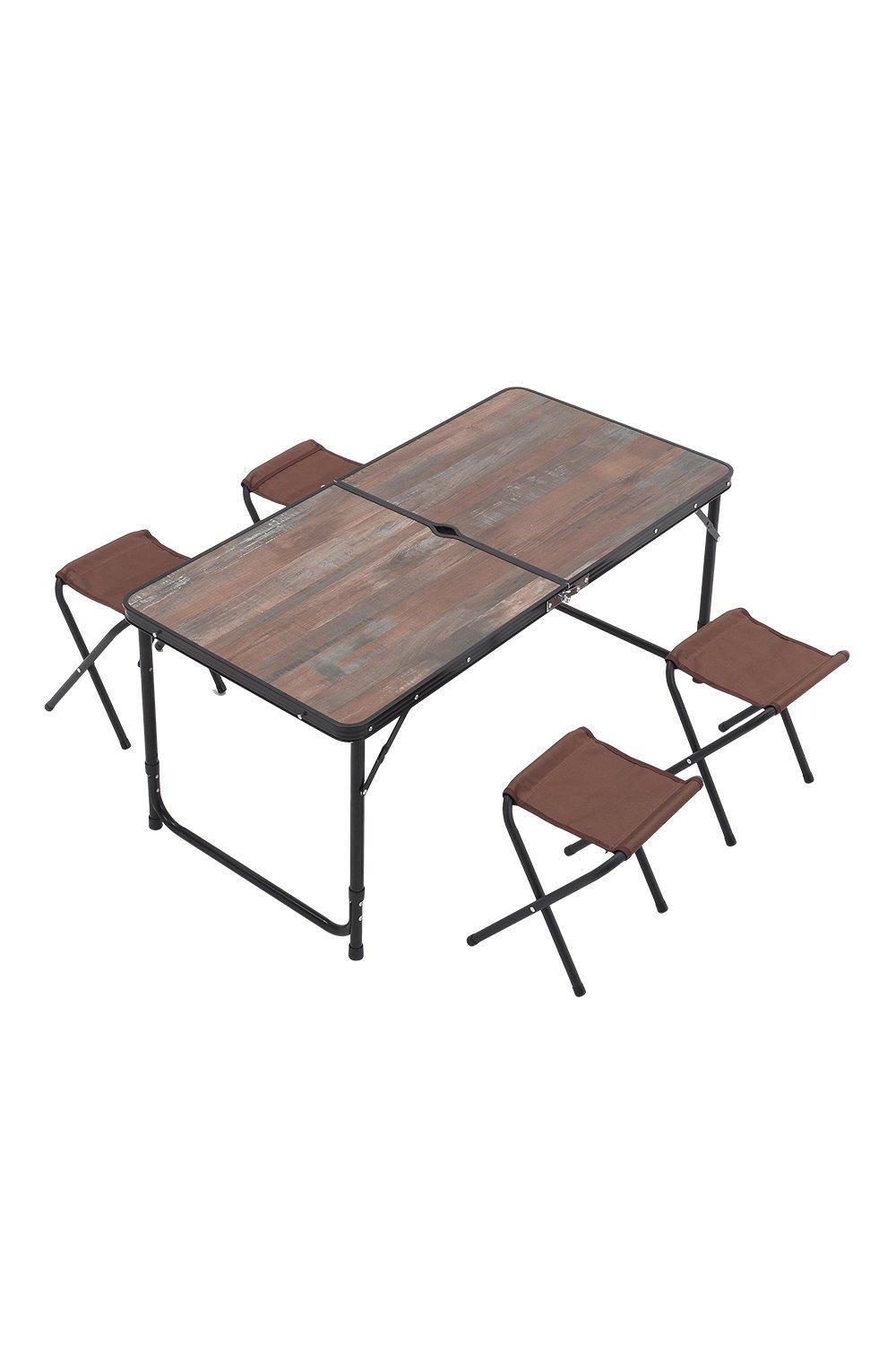 Outdoor Foldable Picnic Table with Four Stools