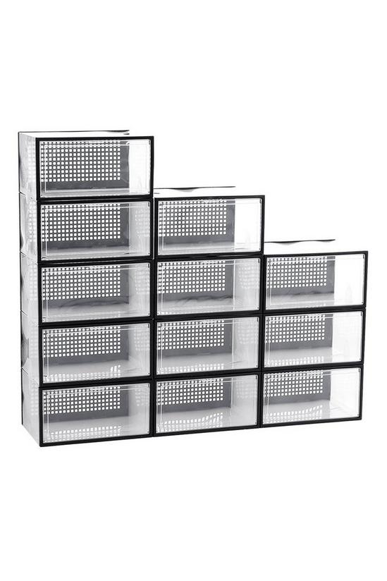Living and Home Set of 12 Clear Plastic Stackable Shoe Storage Box 1