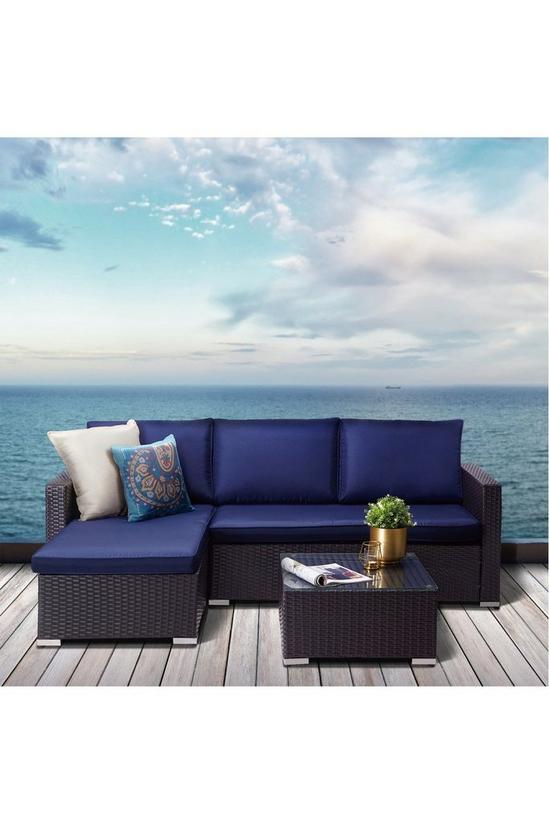Teamson Home Outdoor Garden Furniture,Rattan Wicker Patio Sectional Sofa Set 1