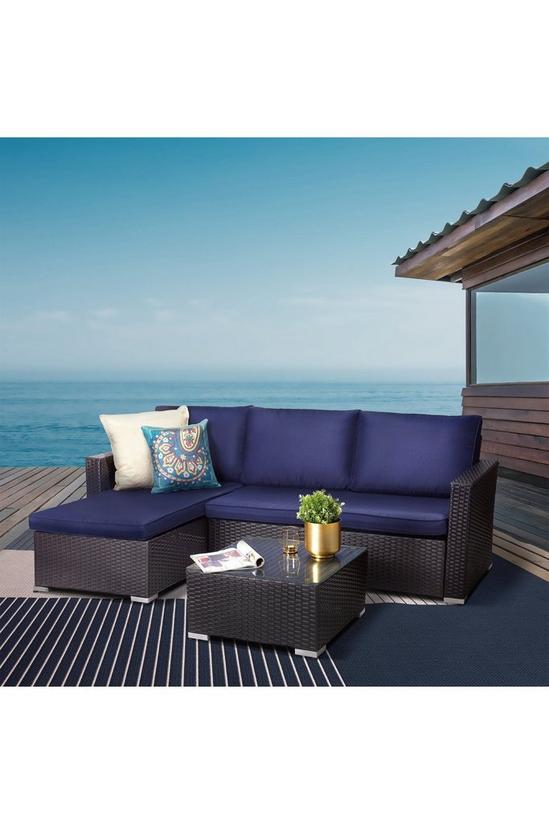 Teamson Home Outdoor Garden Furniture,Rattan Wicker Patio Sectional Sofa Set 3