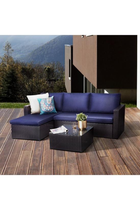 Teamson Home Outdoor Garden Furniture,Rattan Wicker Patio Sectional Sofa Set 4
