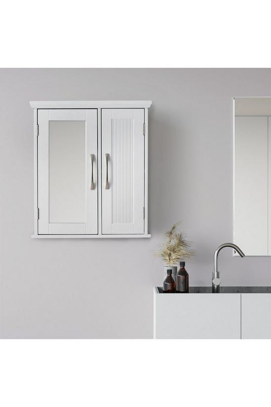 Teamson Home Wooden Bathroom Mirrored Wall Medicine Cabinet Storage With Mirror 2