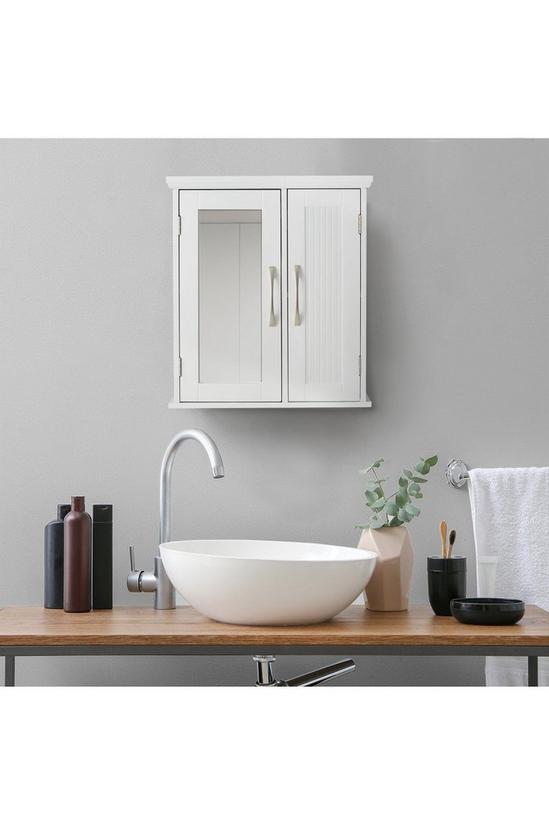 Teamson Home Wooden Bathroom Mirrored Wall Medicine Cabinet Storage With Mirror 3