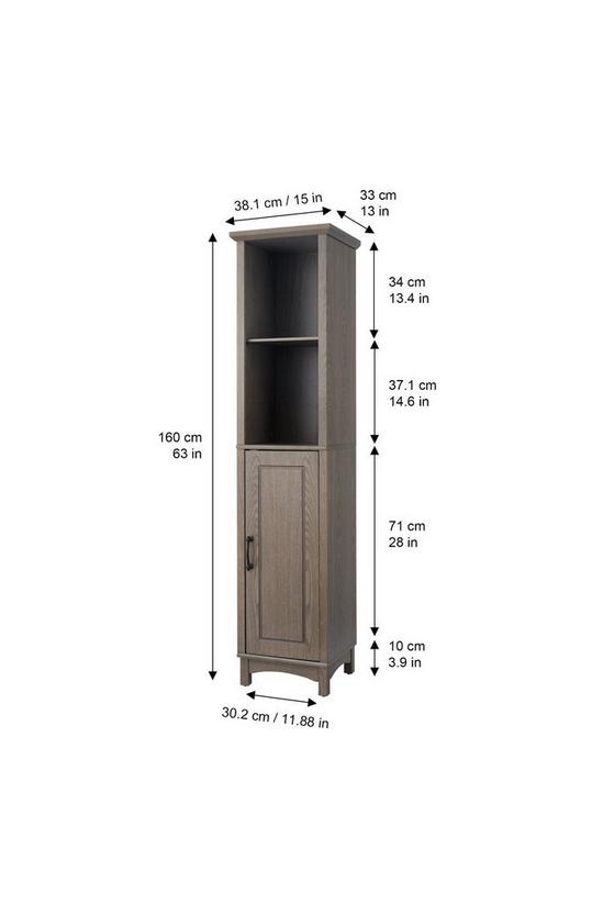 Teamson Home Russell Wooden Bathroom Linen Tower Storage Cabinet 4