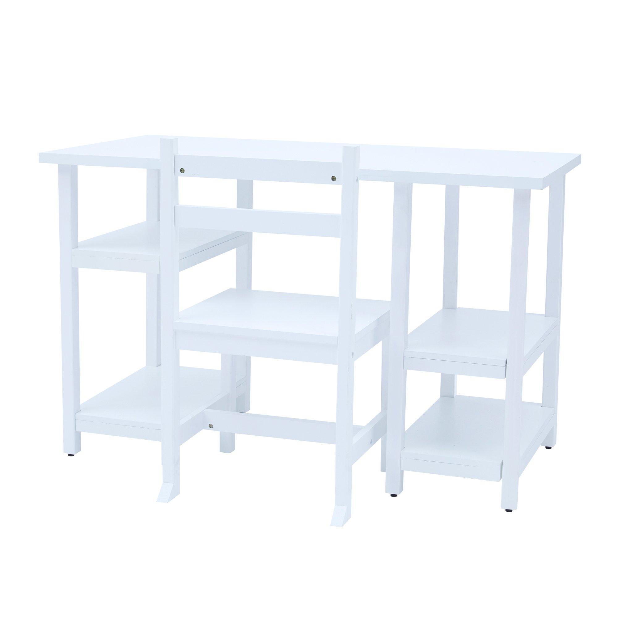 Teamson Kids -  Kids Wooden Desk & Chairs Set with Shelves - White