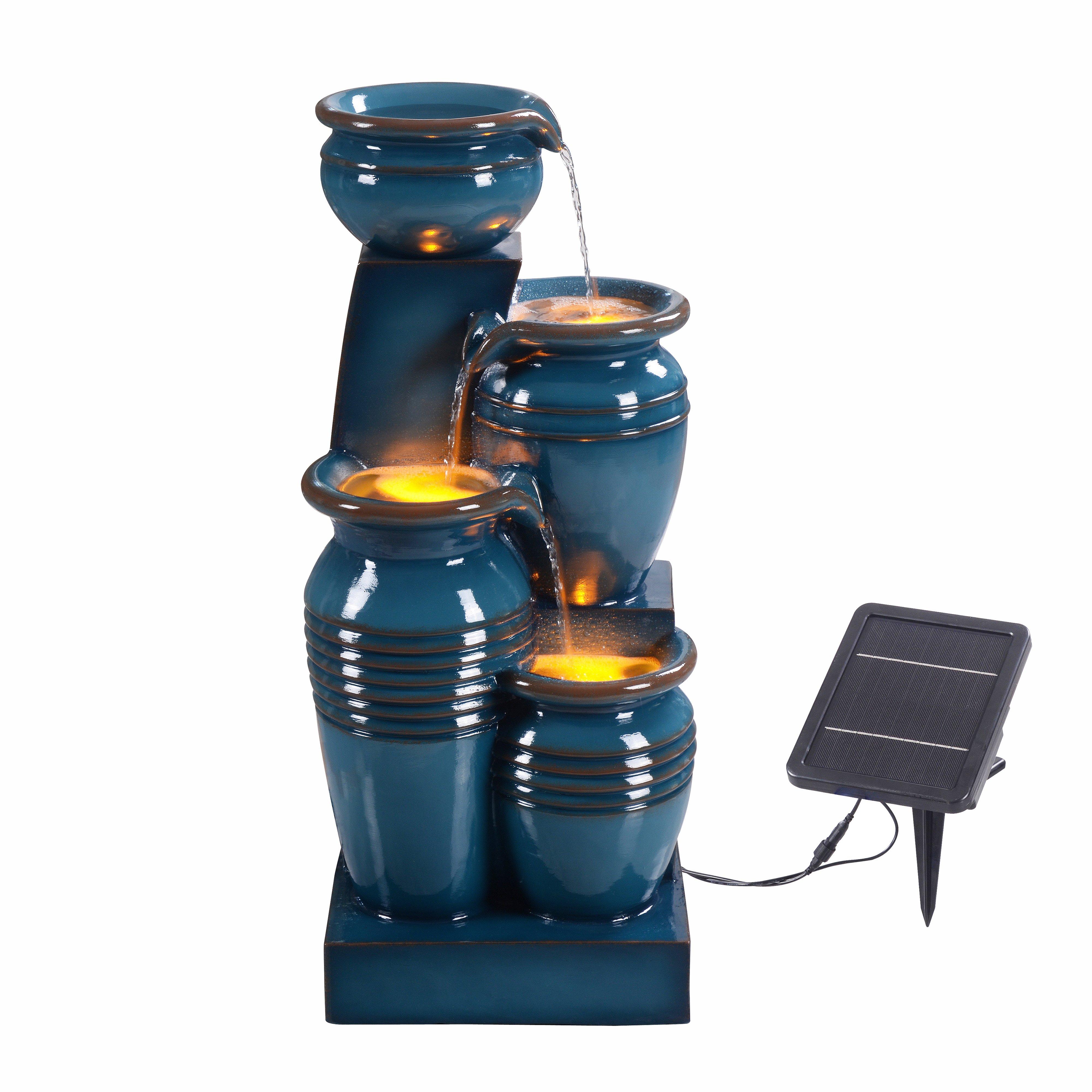Outdoor Water Fountain with LED Lights, 73 cm Blue