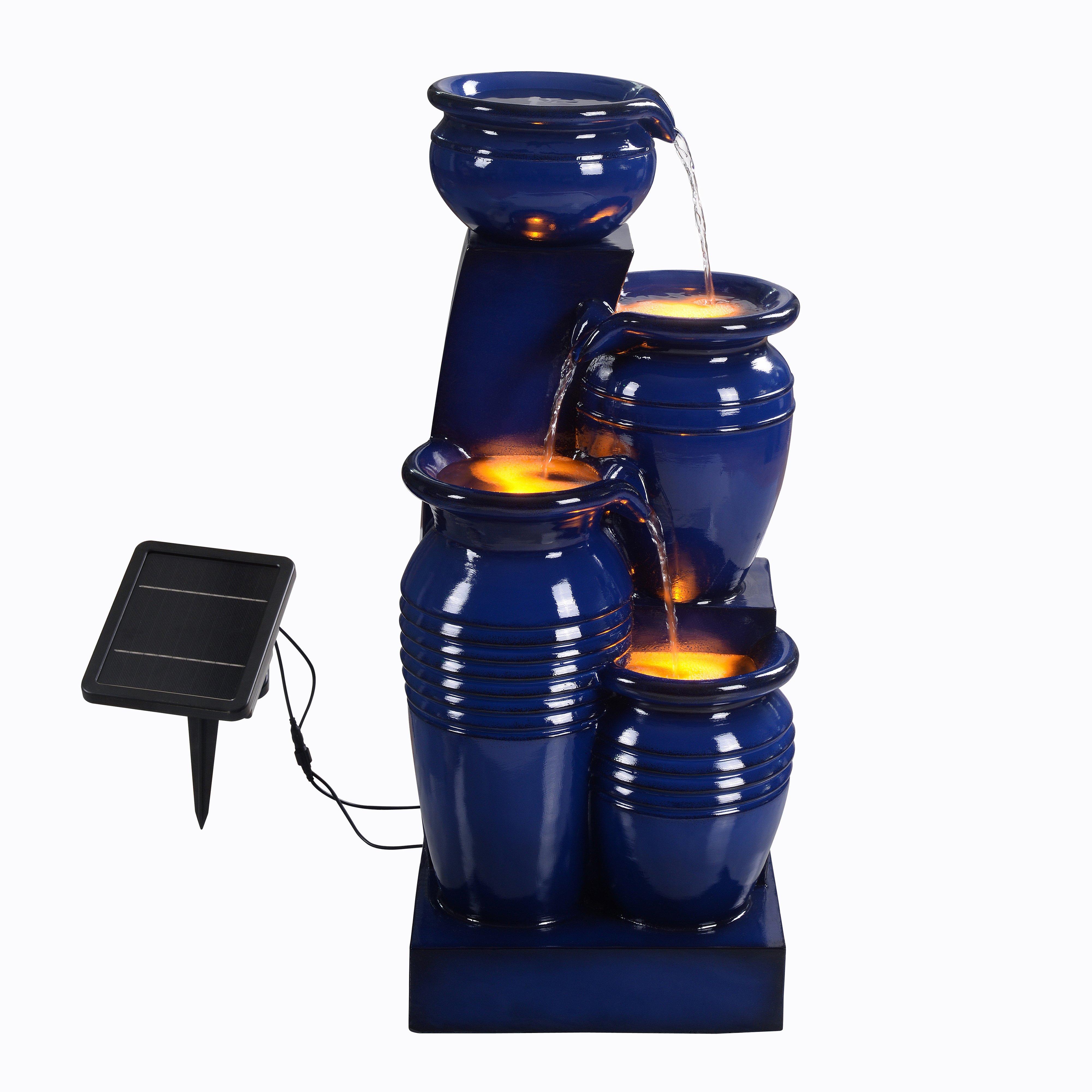 Outdoor Water Fountain with LED Lights, 73 cm Navy
