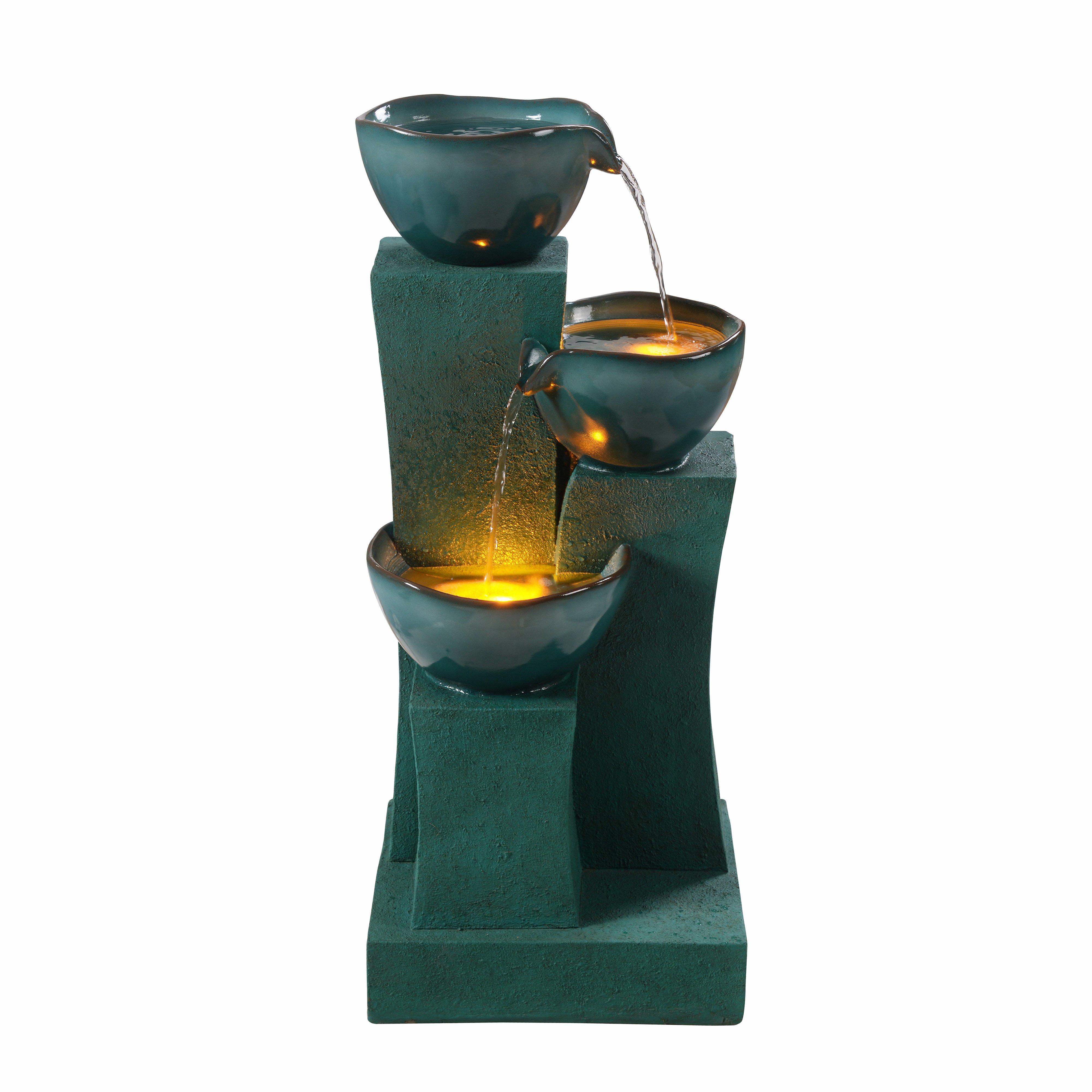 Outdoor Water Fountain with LED Lights, 72.5 cm Green
