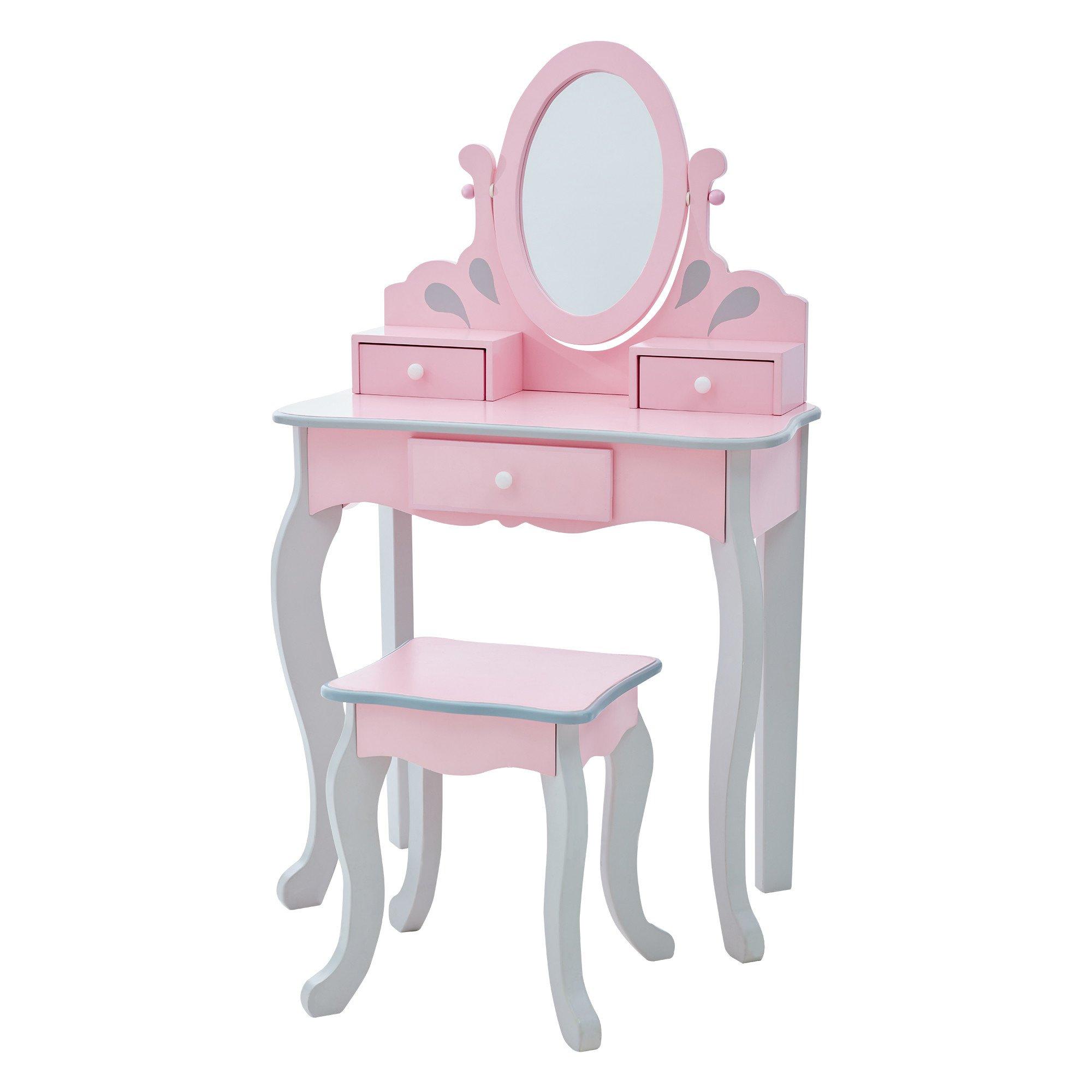 Teamson Kids Wooden Princess Rapunzel 2-pc. Vanity Set, Grey/Pink