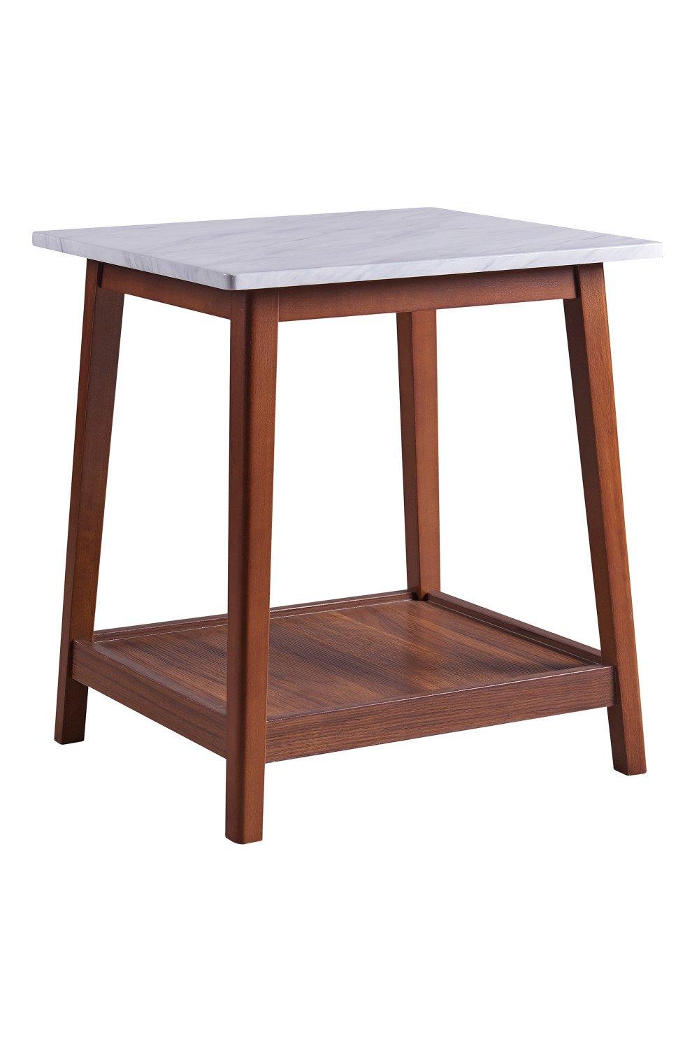 Kingston Wooden Side Table With Marble Effect Top, Accent End