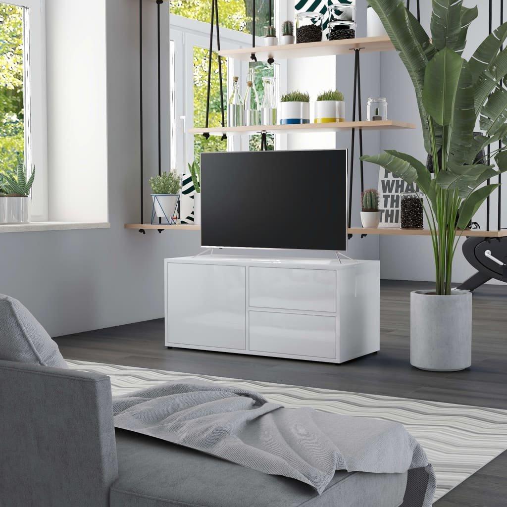 TV Cabinet High Gloss White 80x34x36 cm Engineered Wood