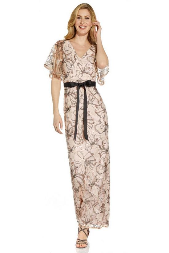 Adrianna Papell Floral Sequin Gown 4