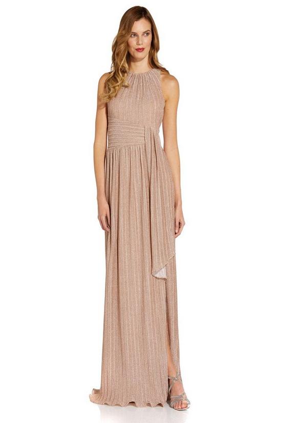 Adrianna Papell Metallic Pleated Gown 1