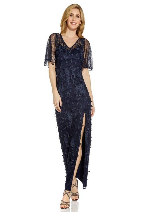 Adrianna Papell 3D Embroidered Gown 1