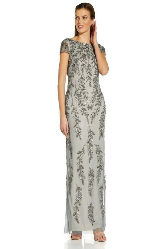 Adrianna Papell Beaded Short Sleeve Gown 1
