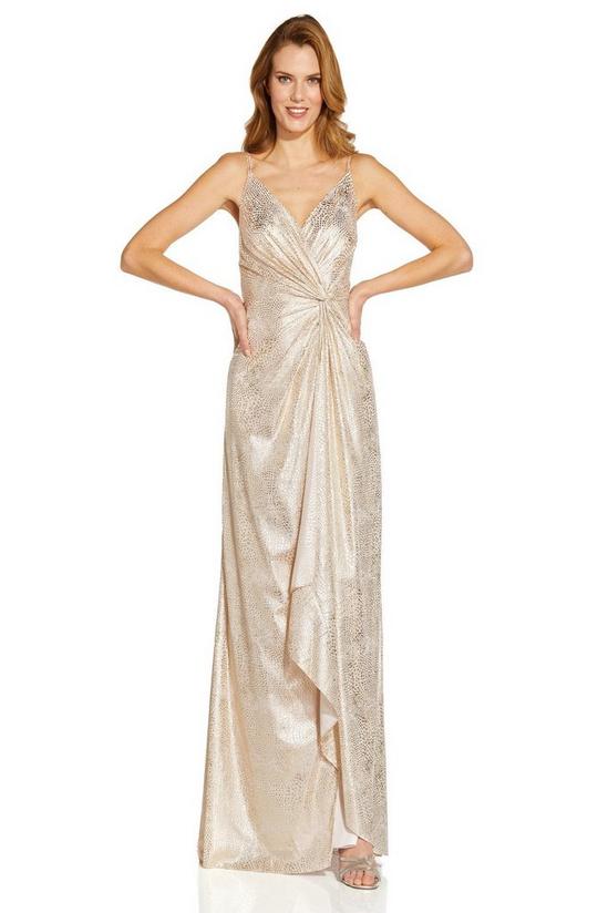 Adrianna Papell Foil Chiffon Draped Gown 1